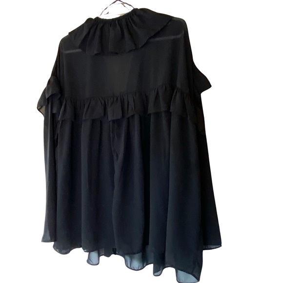 H&M NWOT Large black chiffon long sleeve blouse - Picture 2 of 8